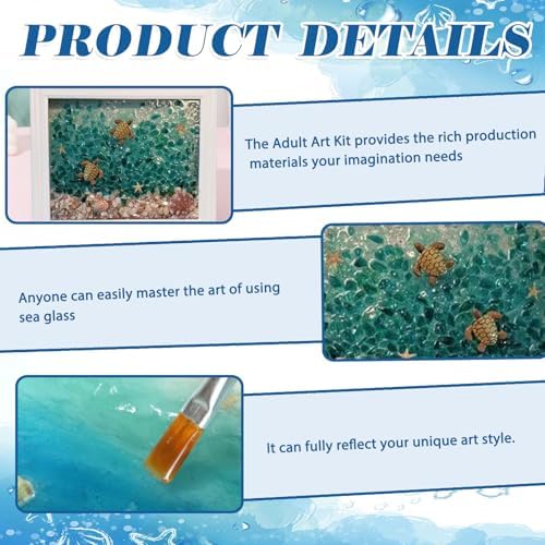 CIYOJA DIY Mosaic Kit for Adults – Complete Glass Mosaic Craft Kit with Sea Glass, Resin, Frame – Easy Resin & Stained Art Starter Set for Beginners & Adult Creative Projects (Turtle Design) - Image 4