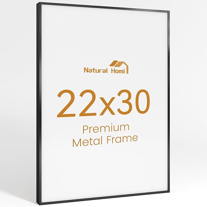 22x30 Aluminum Metal Picture Frame,Tempered Glass Black Photo Frame 22x30 for Family Photo,Posters,Art,Document to Wall Mount Horizontally or Vertically