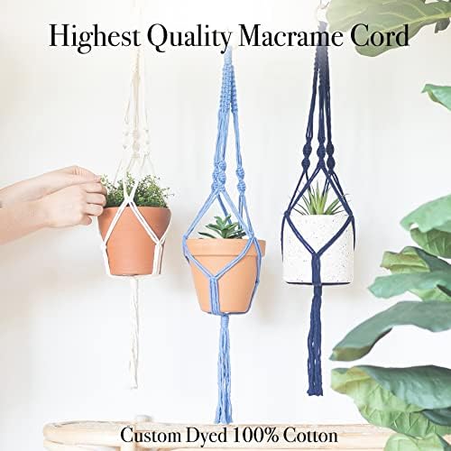 Aesthetic Creative Macrame Kit, Makes 3 DIY Plant Hangers for Teens & Adult Beginners, Craft Supplies for Boho Art Project-3 Custom Color Macrame Cord, Wooden Rings & Instructions - Image 3