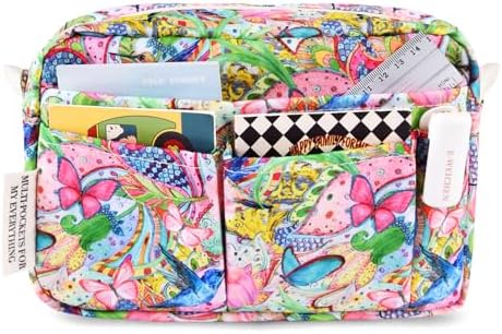 Multiple Pockets Portfolio Organizer with Zipper,Makeup Bag Pencil Pouch by E-WEICHEN