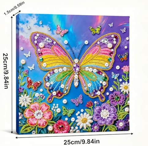 Xylzzuit Pearl Painting Kit with Frame All Inclusive 9.84x9.84IN DIY Gemstone Diamond Art Craft Supplies for Adults Beginners Craft Lovers Living Room Wall Desktop Decor Gift (Butterfly) - Image 3