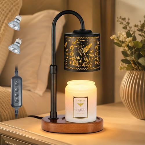Dimmable Candle Warmer Lamp with Timer Adjustable Height for Scented Jar Candles Electric Candle Wax Melt Warmer for Home Decor Christmas Birthday Gifts for Women Mom(Hummingbird) by Copinpin