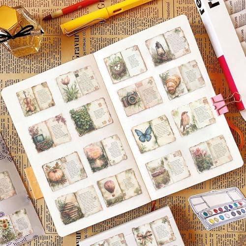 Vintage Watercolor Diary Stickers for Scrapbooking, Waterproof Aesthetic Decals for Planner Water Bottles Art Bullet Junk Journal,DIY Crafts and Scrapbook Supplies for Teens Adults - Image 6