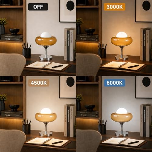 Caramel Orange Glass Table Lamp,for Bedroom and Nightstand,MCM Style - Image 6