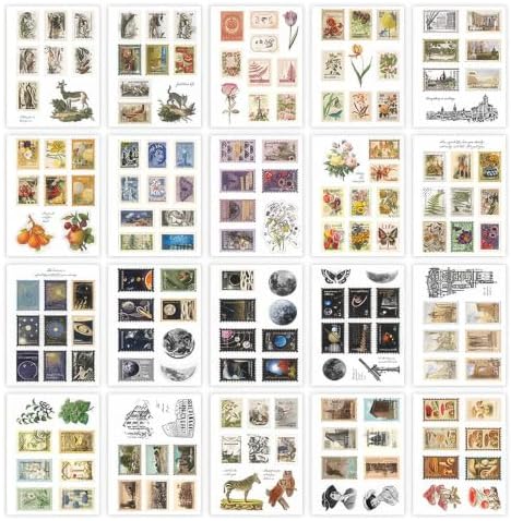 Clear 20 Sheets Sticker Book, Vintage Postage Scrapbook Stickers, Junk Journal Supplies, Vintage Stickers, Mushroom Stickers for Unique Stickers, Leaf Stickers and Penpal Supplies by TEOZEQE