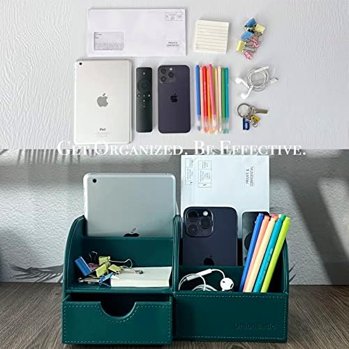 UnionBasic Desk Organizer - Multifunctional Leather Desktop Pen Holder Storage Box - Business Card/Pen/Pencil/Mobile Phone/Stationery Holder - Image 5