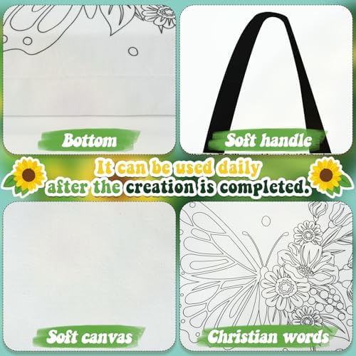 Locmeo 10 Set Paint and Sip Canvas Bags Pre Drawn Kit,Butterfly - Image 3