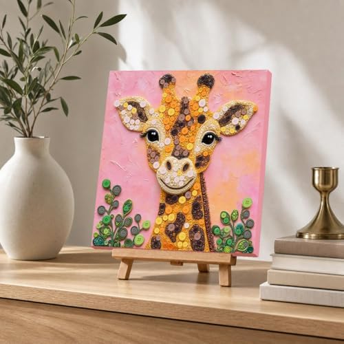 Framed Button Art Kit 11.8" DIY Mosaic Craft for Adults(Giraffe) - Image 5