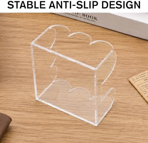 Scalloped Acrylic Sticky Note Holder 3"x3" Clear Cute Holder - Image 3