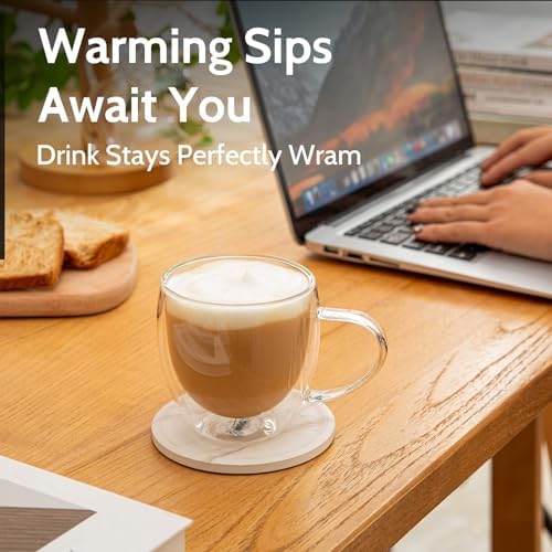 Sweese Clear Coffee Mugs - 8 oz Double Wall Glass Coffee Mugs Set of 4, Perfect for Espresso, Latte, Cappuccino - Image 5