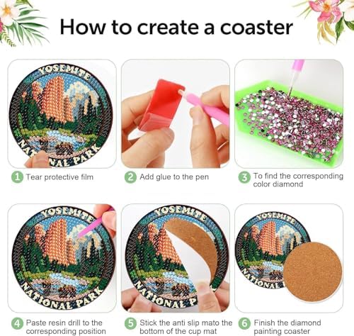 8 Pcs National park Diamond Art Coasters Kits,Diamond Painting Coasters ﻿ ﻿ - Image 6