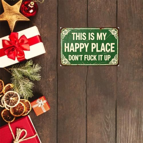 Vintage Happy Place Metal Sign,Retro Funny Home Tin Sign,Wall Aesthetics for Bar Pub Club Cafe Living Room Kitchen Restaurant Shop Office,8x12 Inches (Happy Place-06) - Image 2