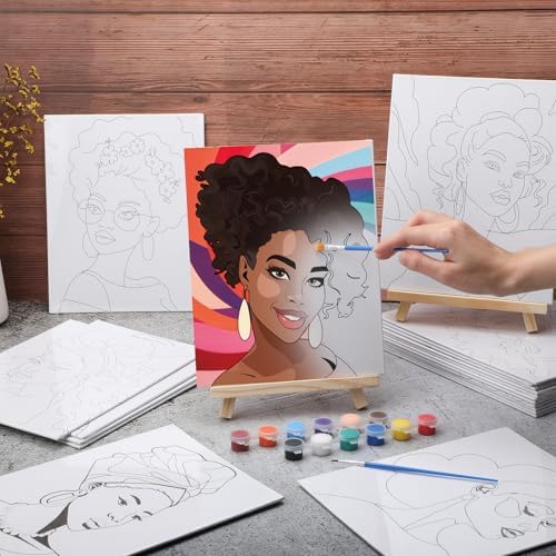 Zhanmai 20 Set Pre Drawn Canvas Painting Kit, Charming Women - Image 5