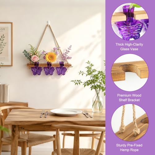 XXXFLOWER Plant Propagation Station Hanging Butterfly Shaped Vase Purple - Image 5