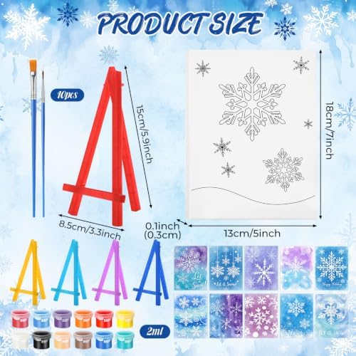 Blosssound 10 Set Winter Pre Printed Canvas for Painting 5x7, Snowflake - Image 2