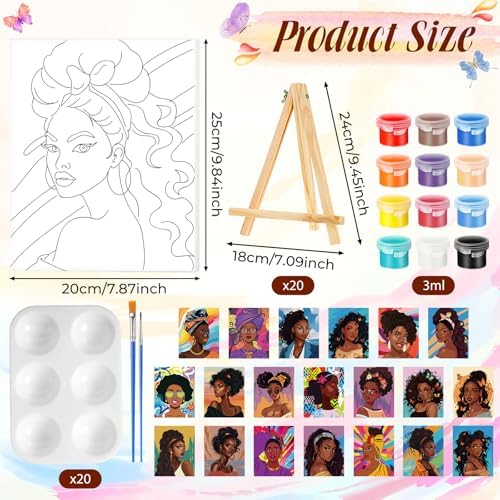 Zhanmai 20 Set Pre Drawn Canvas Painting Kit, Charming Women - Image 2