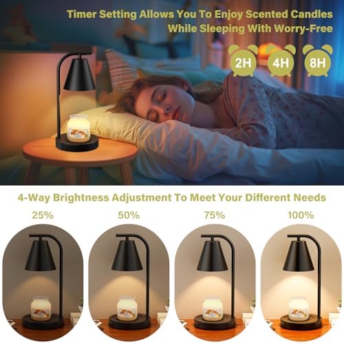 Hong-in Candle Warmer Lamp with Timer & Dimmer, Modern Home Decor,Black - Image 3