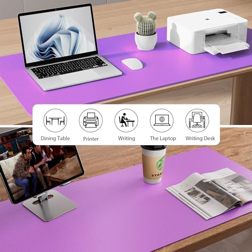 Aothia Leather Desk Pad Protector, Mouse Pad, Office Desk Mat, Non-Slip PU Leather Desk Blotter, Laptop Desk Pad, Waterproof Desk Writing Pad for Office and Home (31.5" x 15.7", Iris Violet) - Image 5
