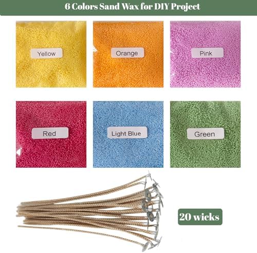 CoolCrafts Sand Wax Candle with Wicks 6 Colors Pearled Sand Wax Kit for Candle Making, Wedding Decor, Crafts - 900g - Image 3