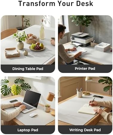 Aothia Faux Leather Desk Mat - Large Mouse Pad, Non-Slip PU Leather Blotter, Waterproof Writing Surface for Office and Home (Off-White, 42" x 17") - Image 6