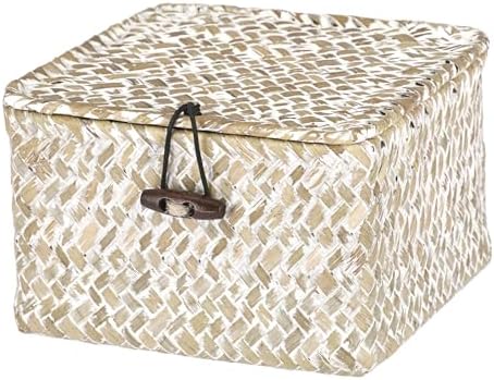 Hipiwe Wicker Shelf Baskets with Lid Woven Decorative Basket Bin, X-small by Hipiwe
