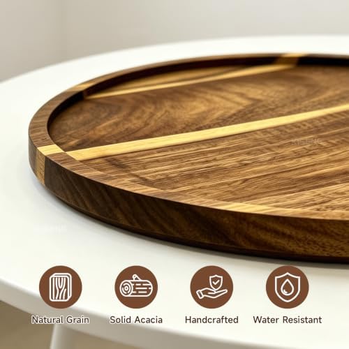 11.5" Round Acacia Wood ServingTray - Image 4