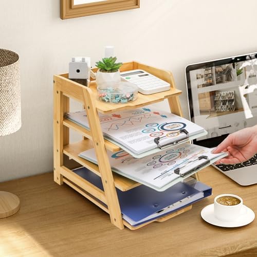 ZAVOOS 4 Tier Wood Paper Organizer for Desk - Image 5