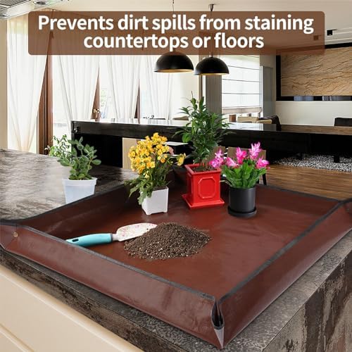 39.5" x 39.5" Extra Large Potting Mat for Indoor Plants Transplanting and Dirt Control Gardening Gifts for Plant Lovers - Image 3