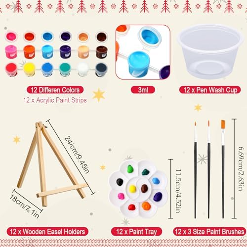 Marspark 12 Set Christmas Gnomes Pre Drawn Canvas Pre Printed Canvas Set - Image 3