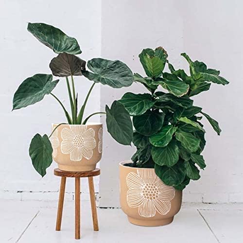 Ceramic Plant Pots, 8+6 Inch, 2 Pcs Indoor Planters with Drainage Holes - Image 2