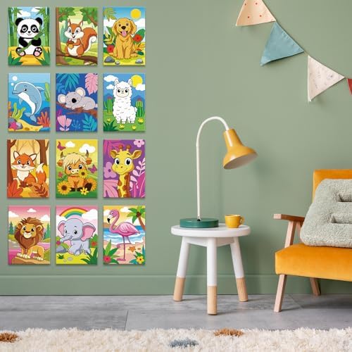 Louise Maelys 5x7Inch Pre Drawn Canvas for Painting for Kids, 12Pack - Image 5