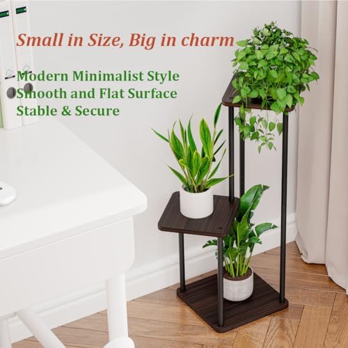 AZERPIAN Plant Stand Indoor Corner Tiered Plant Shelf 3 Tier Metal MDFBoard - Image 3