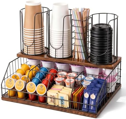 Geelin Coffee Cup and Lids Organizer with 4-compartment Double Layer by Geelin