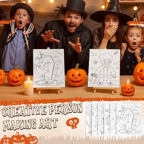 Sherr 140 Pcs 20 Set Pre Drawn Canvas Painting Kit, Halloween - Image 4
