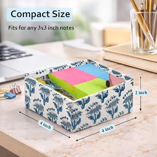 CPC Apatite Blue Block Print Desk Organizer Memo Note Pad Holder - Image 4
