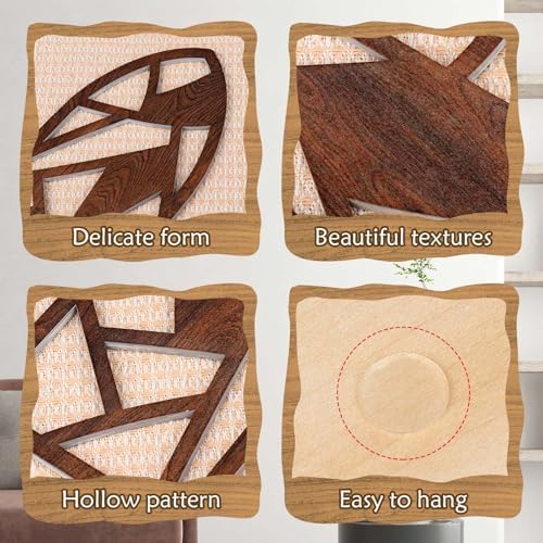 Zzbakress 2 Pcs Mid Century Modern Wall Decor Wooden Abstract Geometric Art for Home Living Room Bedroom (Style H) - Image 4