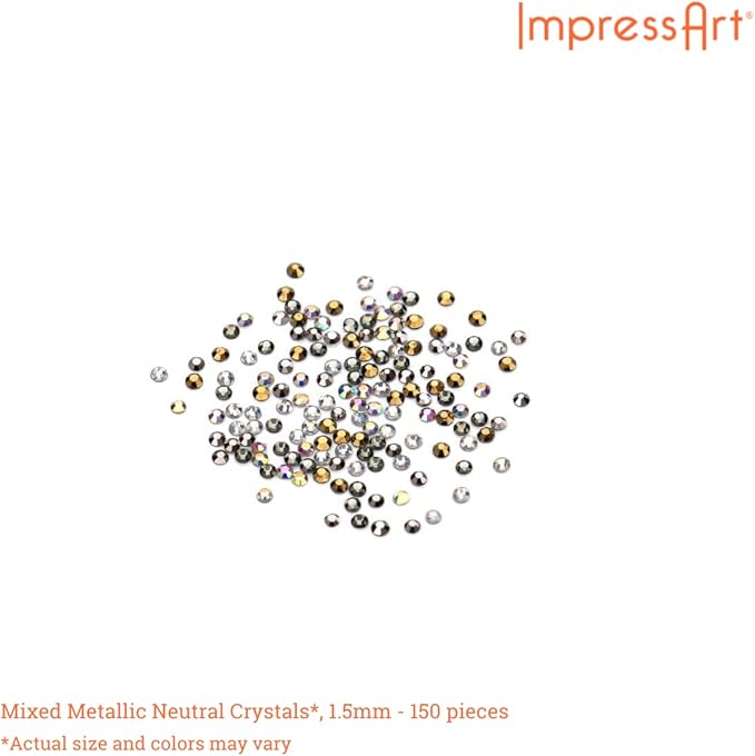 ImpressArt - Mini Crystal Setter Metal Stamping Punches Kit, Includes 150 Mixed Metallic Neutral Crystals and 1 Metal Stamping Punches (Mini Crystal Setter Kit)