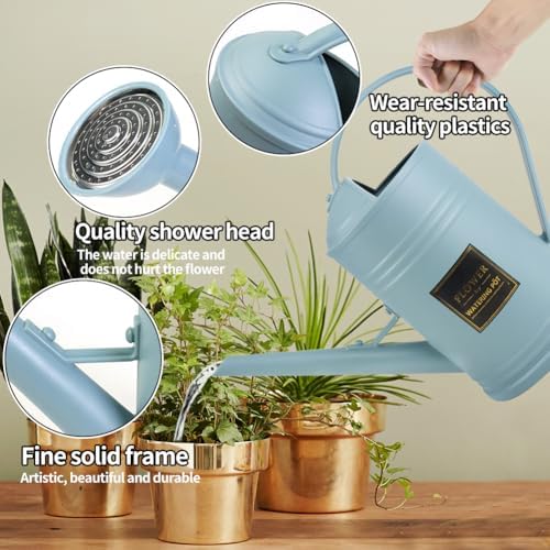 0.5 Gallon Small Watering Can for Outdoor Indoor Plants for House Plants, 12 oz Glass Plant Mister Spray Bottle for Bonsai Garden Flowers (Blue) - Image 2