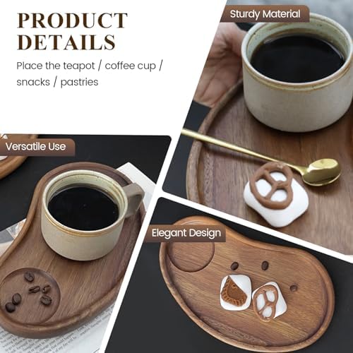 Wood Serving Tray Irregular Decorative Trays for Coffee Table Snack Breakfast 9.5x5.1 inch - Image 4