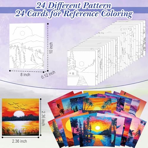 Cholemy 148 Pcs 24 Set Pre Drawn Canvas Paint Kit Adults, Sunset - Image 3