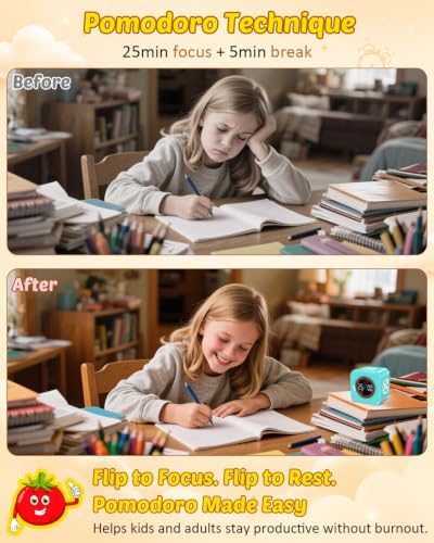 Digital Pomodoro Timer Cube 5/10/25/50min Preset, Silent & Sound Alarm - Image 3