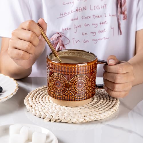 GBhome 12 oz Coffee Mugs Set of 4, Stackable Ceramic Coffee Cups Set - Image 4
