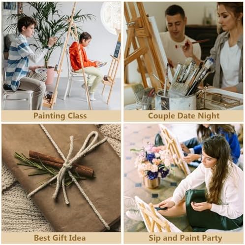 WEBEEDY 2 Pack 8x10 Inch Pre Drawn Canvas Paint Kit for Couples Adults, Sip and Paint Kit Sneakers Retro Theme Canvas Painting for Valentine's Day Wedding Night Games Anniversary Party Favor Gifts - Image 6