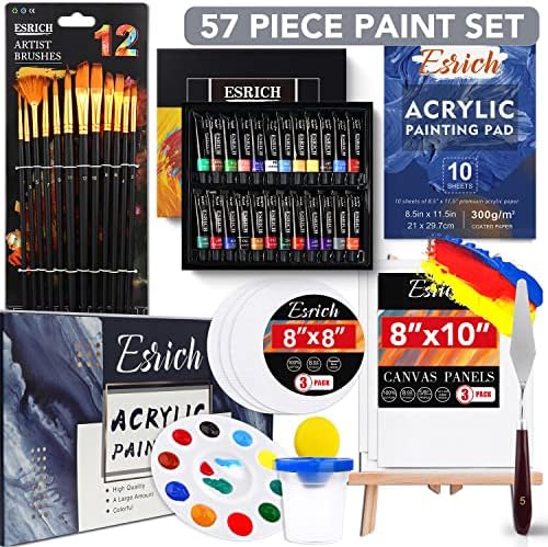 ESRICH 57PCS Acrylic Paint Canvas Painting Kit with 24 Paints - Image 7