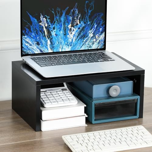 TEAMIX 6.7 inch Tall Monitor Stand Riser, Wood Shelf Riser, Desk Organizer - Image 2