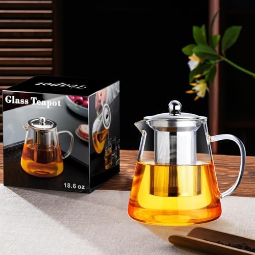 Baalaka Glass Teapot 18.6oz/550ml, Tea Pot with Removable Infusers for Loose Tea, Borosilicate Glass Tea Kettle Tea Maker Stovetop for Camping, Tea Infuser for Loose Leaf Tea Travel - Image 6