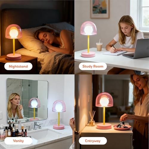 Pink Rechargeable Lamp, Coffee Table Small Lamps, Funky Desk Lamp - Image 5