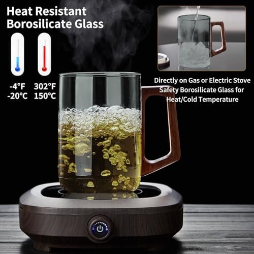 Unbreakable - Glass Tea Cup with Infuser and Lid, 950ML / 32oz Large Borosilicate Tea Mug with Wooden Handle and Lid, Heat Resistant Glass Tea Cup for Loose Leaf Tea, Home Office Use - Image 6