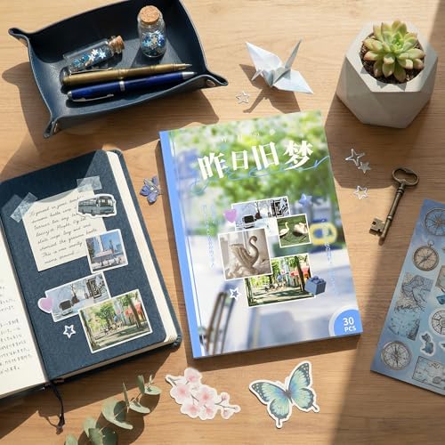 Dreamcore Sticker Book - 30 Sheets Japanese Retro Sticker Book for Adults & Journaling, Scrapbook Sticker Book with Shiny, Matte & Glossy Aesthetic Scenery (Dreamcore 1) - Image 3