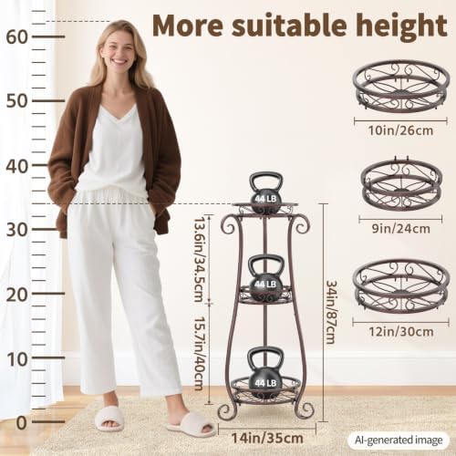 LASZOLA 3 Tiers Metal Corner Plant Flower Stand Tall Indoor Outdoor, Bronze - Image 5